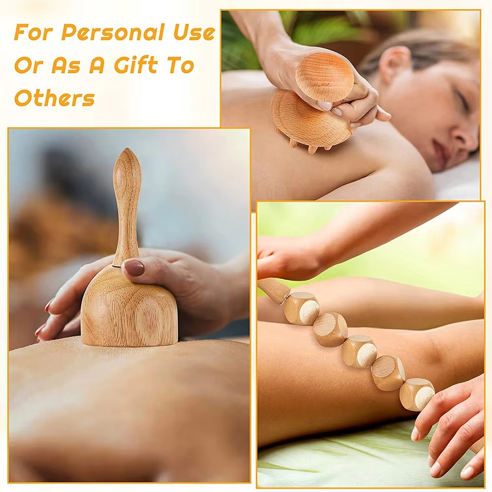 Shiva™ 6-in-1-Massageset aus Holz zur Körperformung