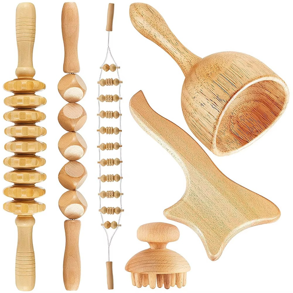 Shiva™ 6-in-1-Massageset aus Holz zur Körperformung