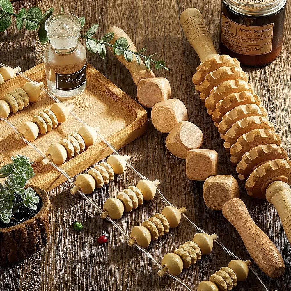Shiva™ 6-in-1-Massageset aus Holz zur Körperformung