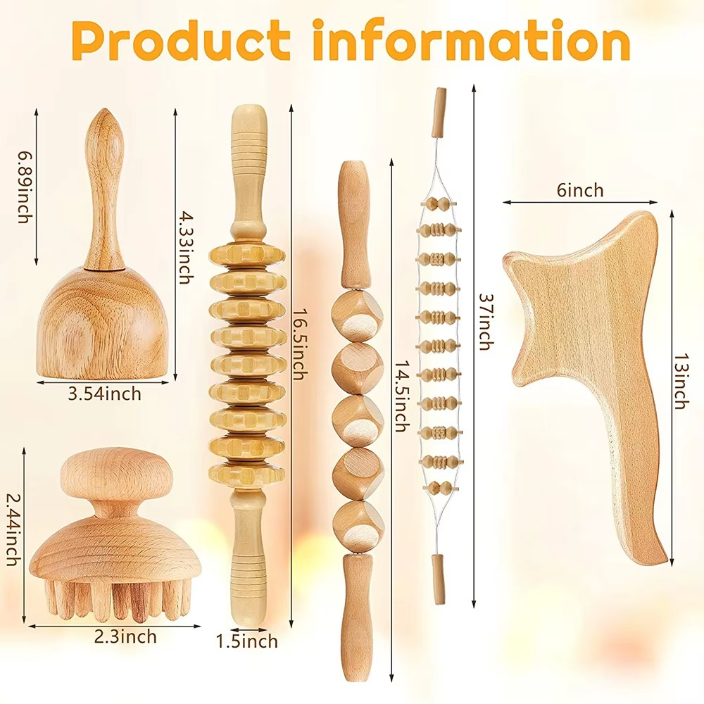 Shiva™ 6-in-1-Massageset aus Holz zur Körperformung